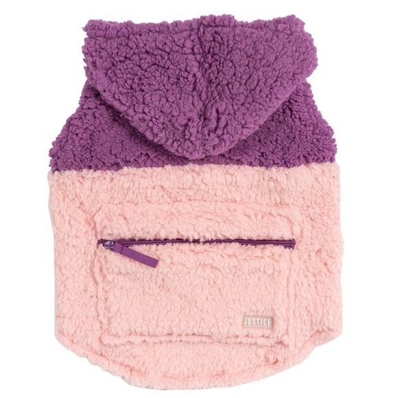🐶 3 Sizes Available 🐶 New Justice Pet Polyester Sherpa Dog Hoodie, Purple - Picture 6 of 12